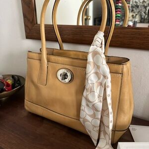Vintage Coach Hampton Madeline handbag in yellow leather.